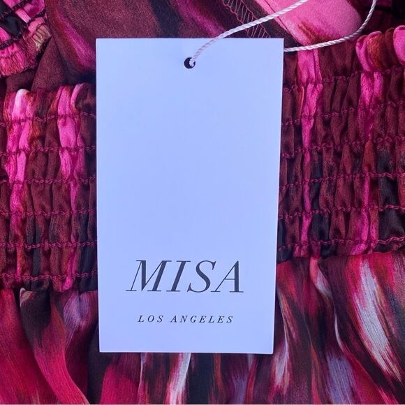 NWT New MISA Los Angeles PIA Chiffon Sheer Pull On Wide Leg Pants Small Boho - Picture 5 of 8